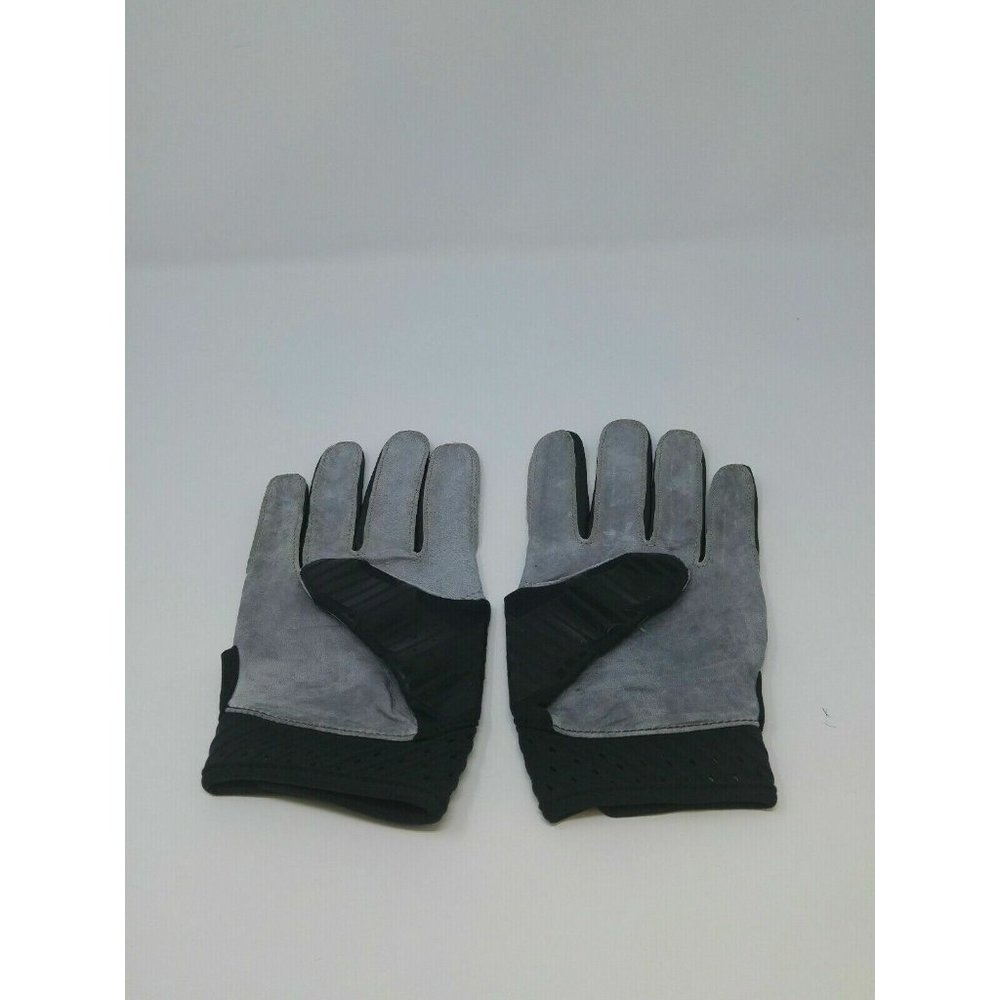 New Under Armour Men's Black/Black/White Spotlight Leather WR Football Gloves - Picture 3 of 4